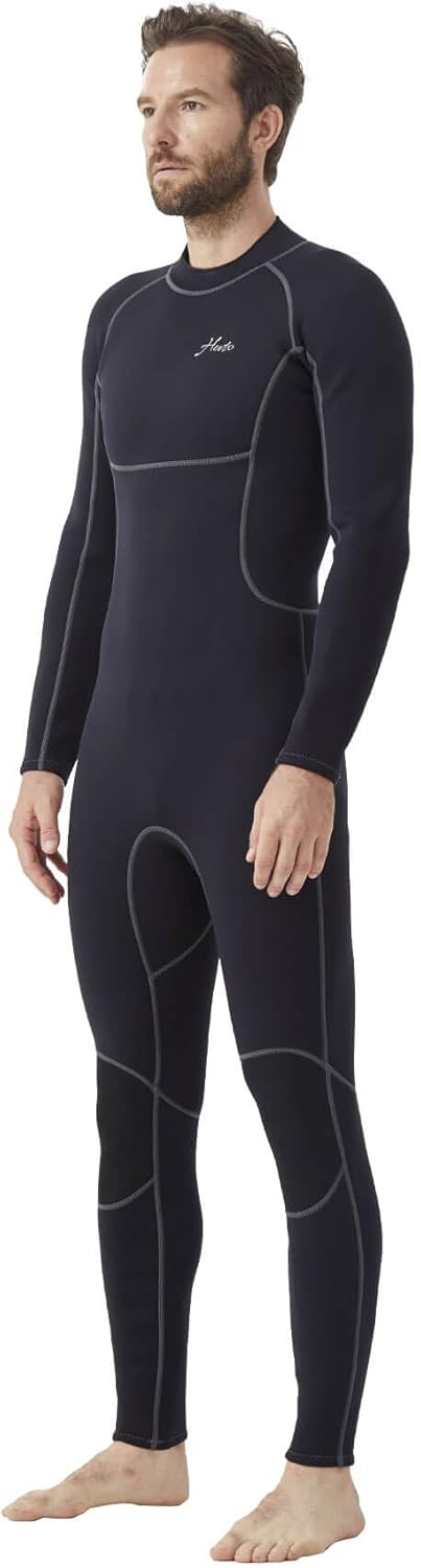 Hevto Men Wetsuits 3/2mm Neoprene Wet Suit Back Front Zip in Cold Water for Surfing Swimming Diving