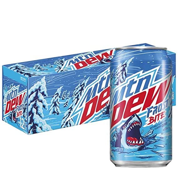 Mountain Dew Frost Bite Reserve - Munchie Box Stash- Cans or Bottles (FrostBite Zero Pack of (12) 12 Oz Cans)