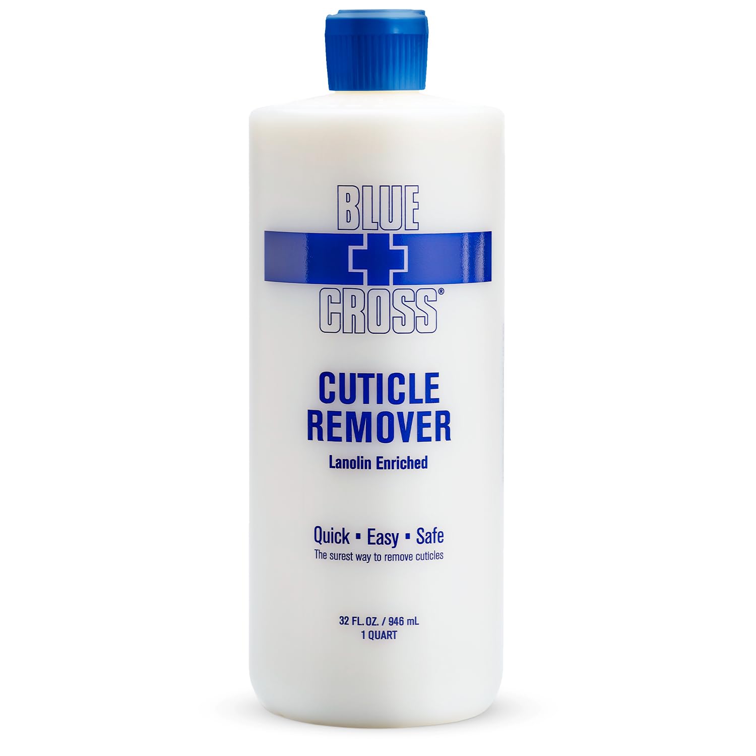 Blue Cross Cuticle Remover & Softener with Lanolin for Nails, 32 oz | Hydrating Treatment for Dry Cuticles & Hangnails, Instant, Nail Damage Removedor, Cuticula Nail Cleaner Nail Cleaning