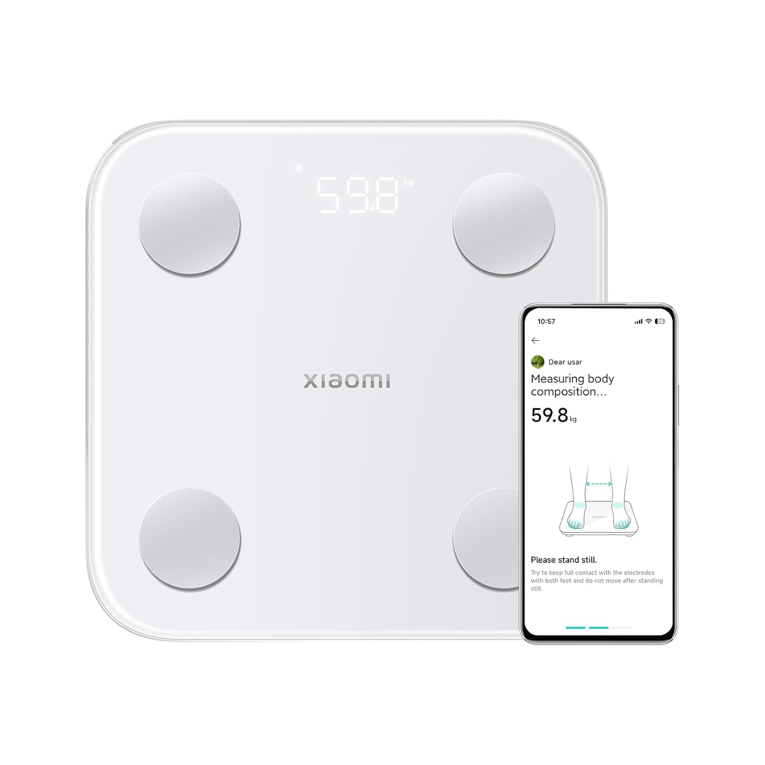 Xiaomi Body Composition Scale S400, Bluetooth Led Display Digital Weighing Bathroom Scales With iOS/Android Smart App Get 25 Item Body Composition Index Report, Max 330lb/150kg