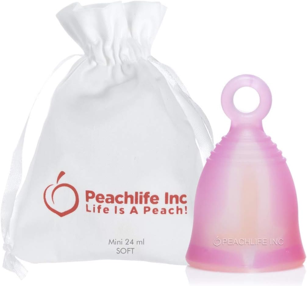 Mini Ring Menstrual Cup with Loop Stem Pull | Reusable Silicone Feminine Care | Small, Soft Peachcup
