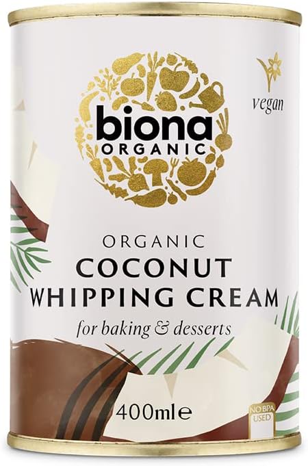Biona Organic Coconut Whipping Cream 400 ml - Dairy Free, Naturally Vegan - Ideal Cream Substitute - Perfect for Desserts, Cakes, Baking