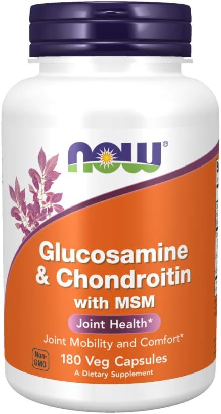 NOW Foods Supplements, Glucosamine & Chondroitin with MSM, Joint Health, Mobility and Comfort*, 180 Veg Capsules