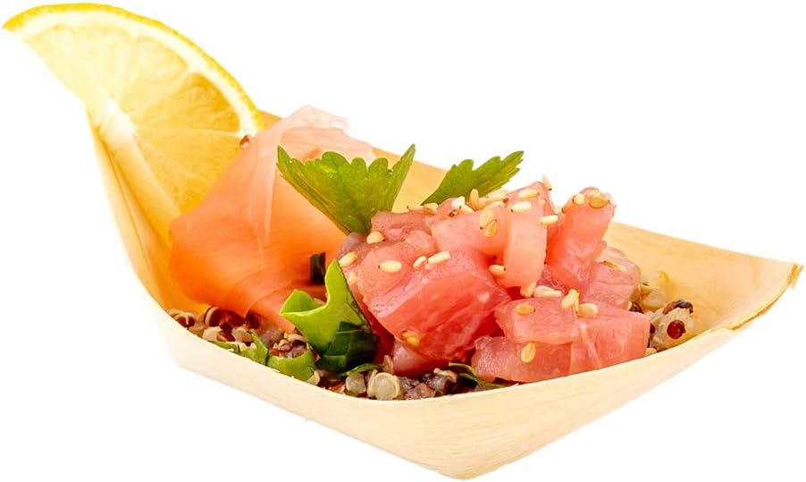 Restaurantware 3.5 x 2.3 Inch Food Boats 200 Disposable Paper Food Boats- Heavy-Duty Durable Mini Paper Boats For Snacks Appetizers Or Treats Use At Parties Or Carnivals, Bamboo