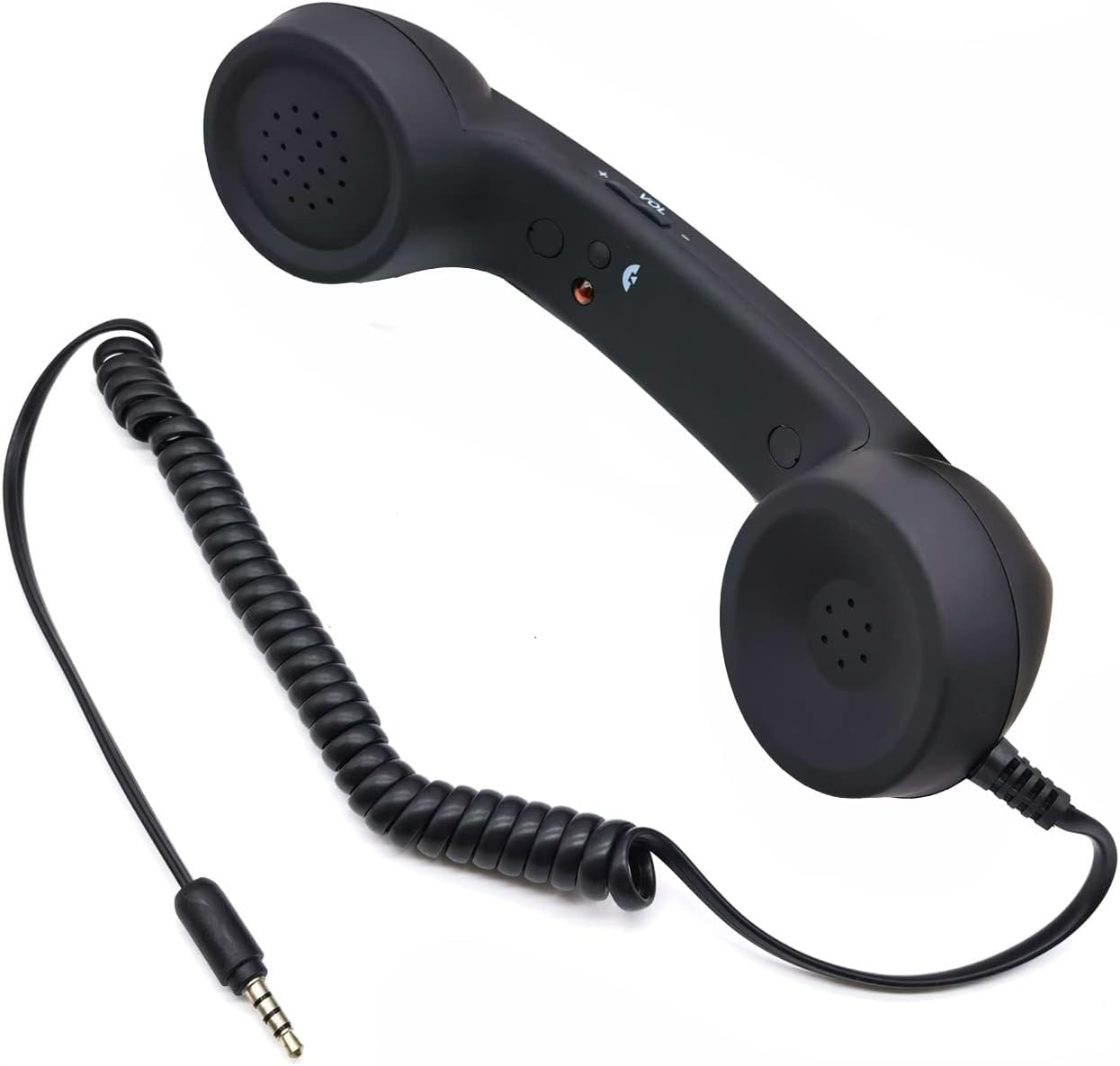 3.5mm Vintage Retro Telephone Handset Cell Phone Receiver Mic Microphone Speaker for iPhone iPad Mobile Phones Cellphone Smartphone (Black)