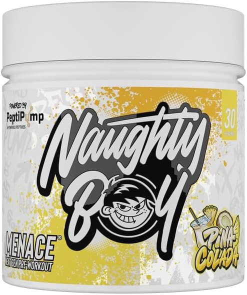 Naughty Boy Menace V2 Pre Workout - AI Powered Pre Workout Powder for Men & Women | Energy Drink Supplements | Peptipump, Citrulline, Beta Alanine | 30 Servings | Pina Colada
