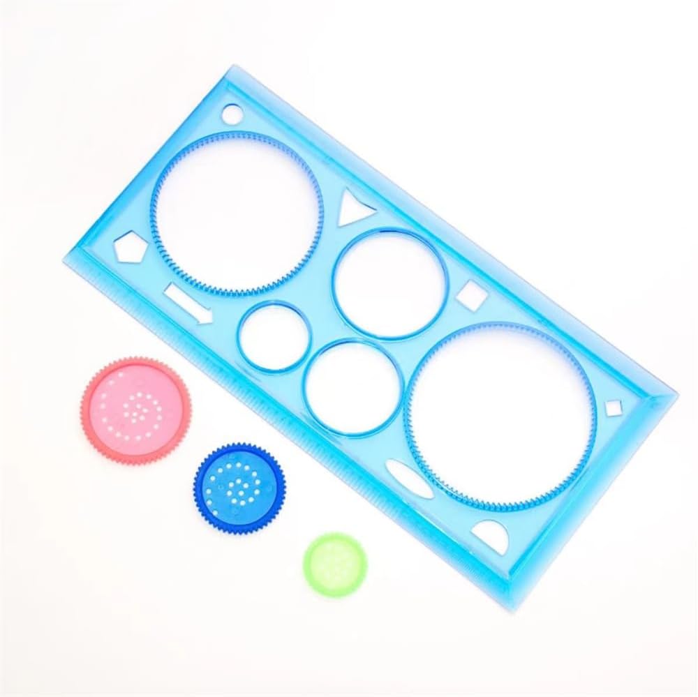 1 Pcs Transparent Blue Plastic Washable Drawing Painting Graphics Stencils Scale Template Sets for Kid Craft, School Project