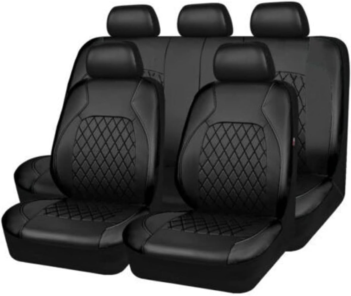 DmqQy Car seat cover leather for Volkswagen VW Tiguan 2009-2018 2019 2020 2021 2022 2023Seat cushion front and rear seat protective covers,A/9pcs Set Black