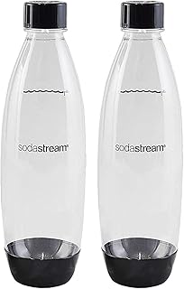 sodastream - Carbonating Bottles | Store even more fizzy drink favorites in your fridge | Dishwasher Safe | Slim Design: Fits in most car cup holders | 34 Fl Oz | Pack of 2 | Black