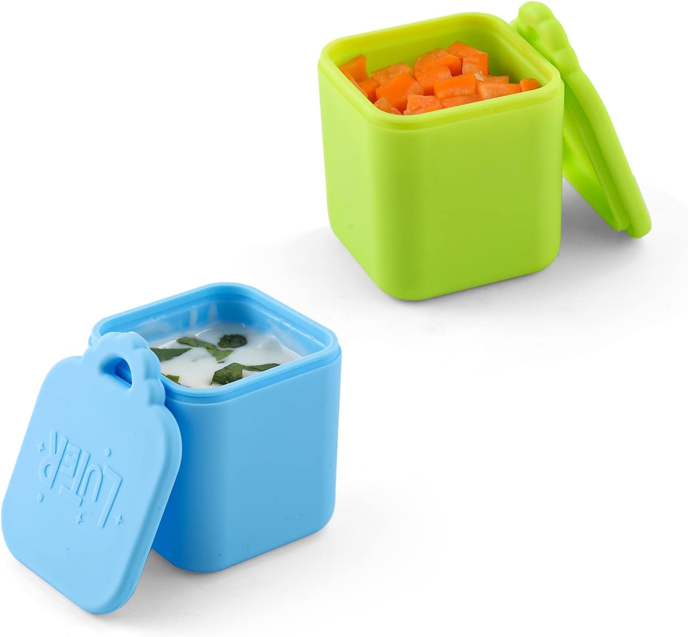 2PCS Dip Containers Compatible with OmieBox, 4oz Silicone Salad Dressing Container To Go for Most Bento Lunch Box Dipping Sauce Cups Condiment Container with Lids for Kids School Lunch Picnic Travel
