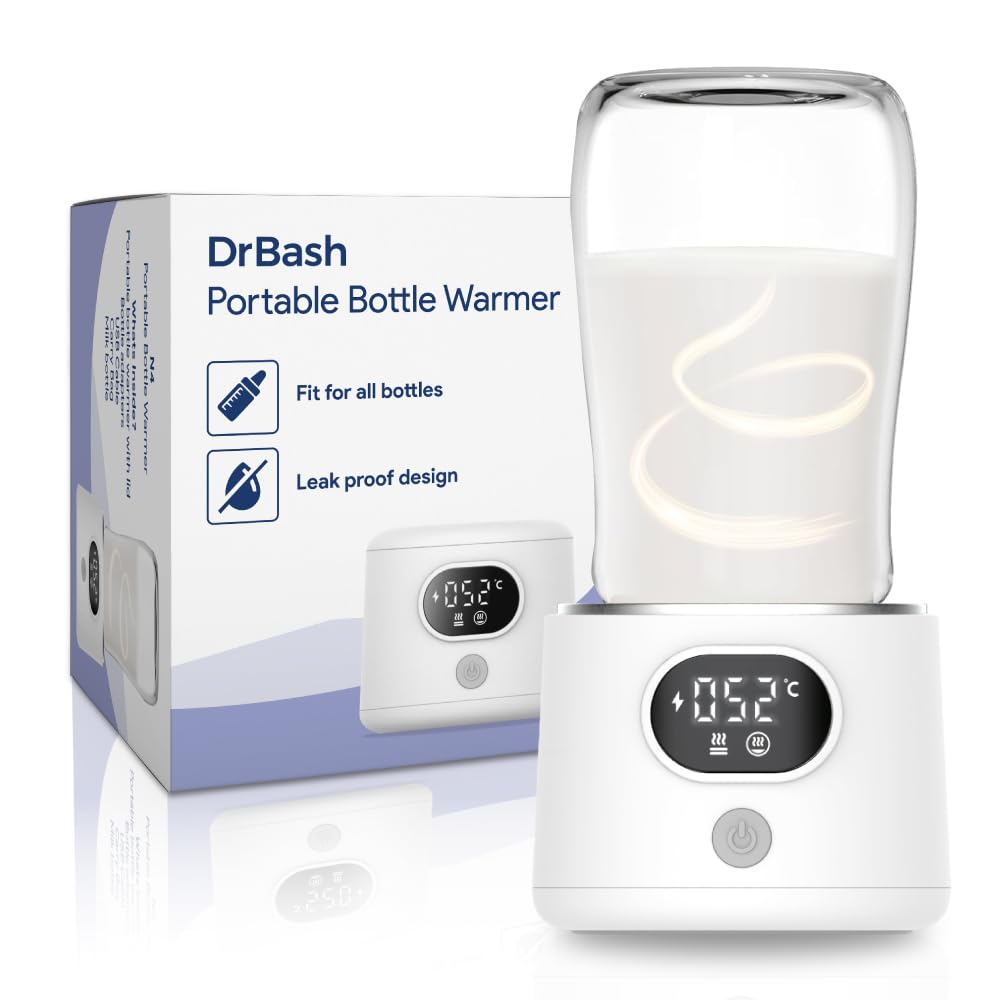 DrBash Portable Bottle Warmer for Travel, Leak-Proof Travel Baby Bottle Warmer with Fast Heating for Breastmilk, Safety Material Baby Bottle Warmer for Dr. Brown, Medela, Tommee Tippee, ComoTomo,