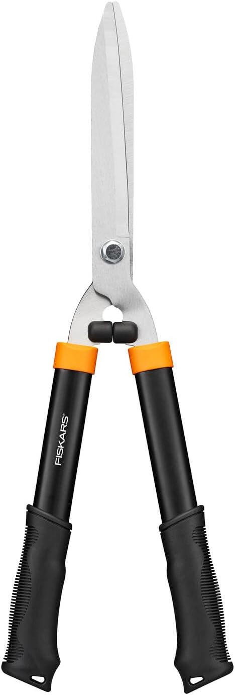 Fiskars Solid Hedge Shears HS21, Bush and Hedge Trimming, Length 59cm, Hardened Steel Blade/Soft-Touch Grip Plastic Handle, Black/Orange, 1026827