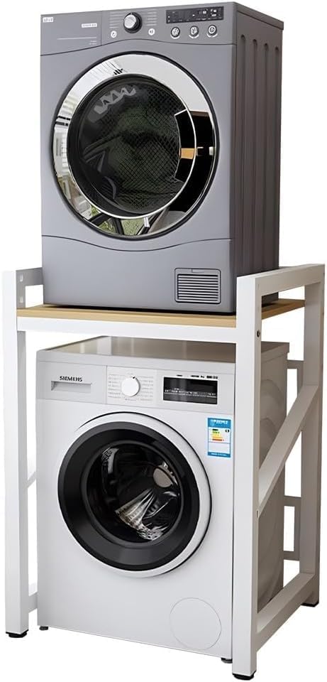 RsxPtyxagoros Washer Dryer Stand Stacking Kits, Height Adjustable Tumble Dryer Stand, Stacking Kit with 400KG Load Capacity for Balcony Laundry, White