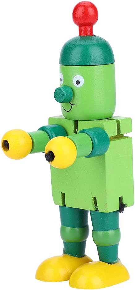 bizofft Wooden Robot Toys, Non-Toxic Bright Color Wooden Material Kids Robot Toys, Safety for Kids(green)