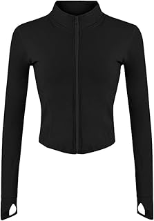 Gihuo Women's Athletic Full Zip Lightweight Workout Jacket with Thumb Holes
