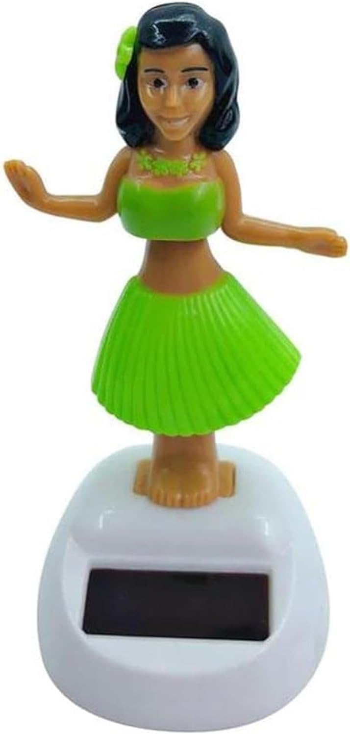 Green Solar Powered Dancing Hula Girl Dashboard Decorations Swinging Bobbleheads Collection Figurines for Auto Interior Home Decor Statues, Bobbleheads and Busts