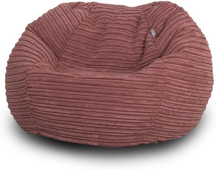 Bags of Beans Corduroy Kids Bean Bag Chair with Filling Included - Lightweight Comfortable Beanbag Seat - Machine Washable Childrens Beanbag Furniture for Girls & Boys - 67 x 52cm (Dusky Pink)