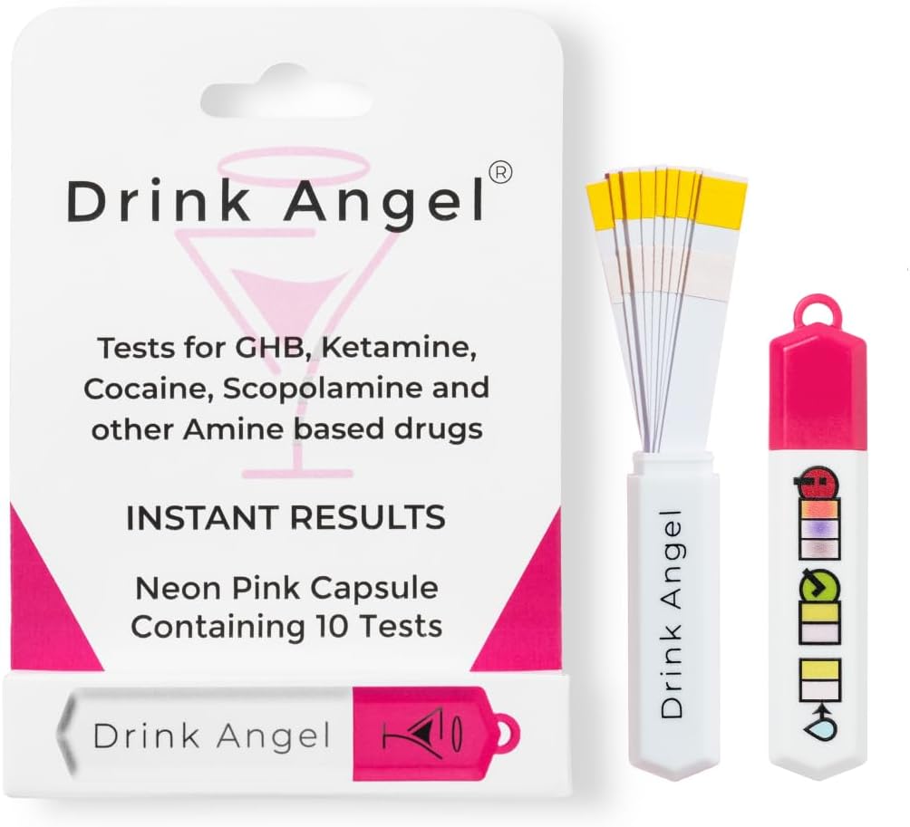 Drink Spike Test Kits - 10 Pack Discreet On-The-Go Testing Kits | Clinically Tested Tests | Anti Spike Tests | Drink Spiking Prevention (Neon Pink)