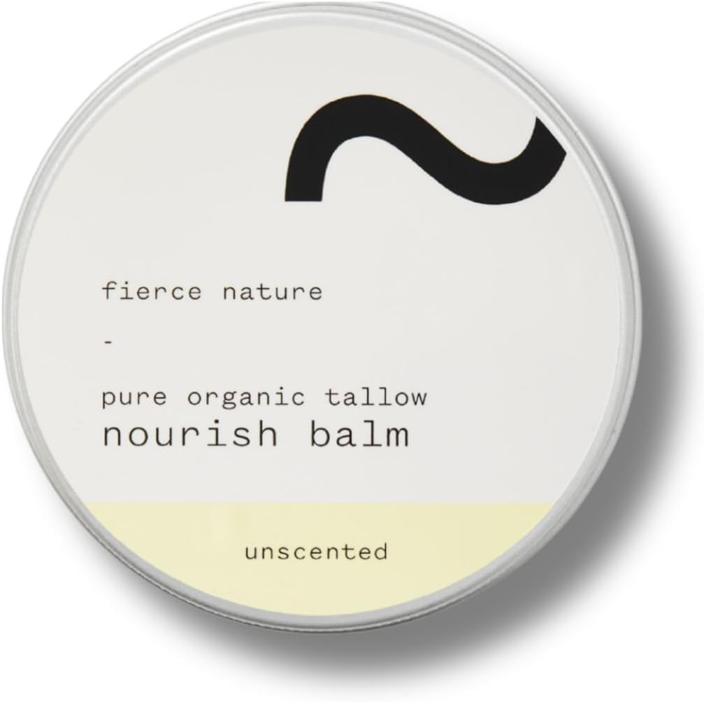 Fierce Nature Pure Nourish Tallow Balm | Organic, Vitamin-Rich Nourishing Body & Face Moisturizer | Natural, Essential Oil Free Skincare | Unscented 100g
