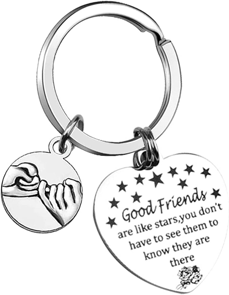 nuoshen Best Friends Keychain,Good Friend are Like Stars Keyring Friendship Keychain Women Birthday Graduation Gifts