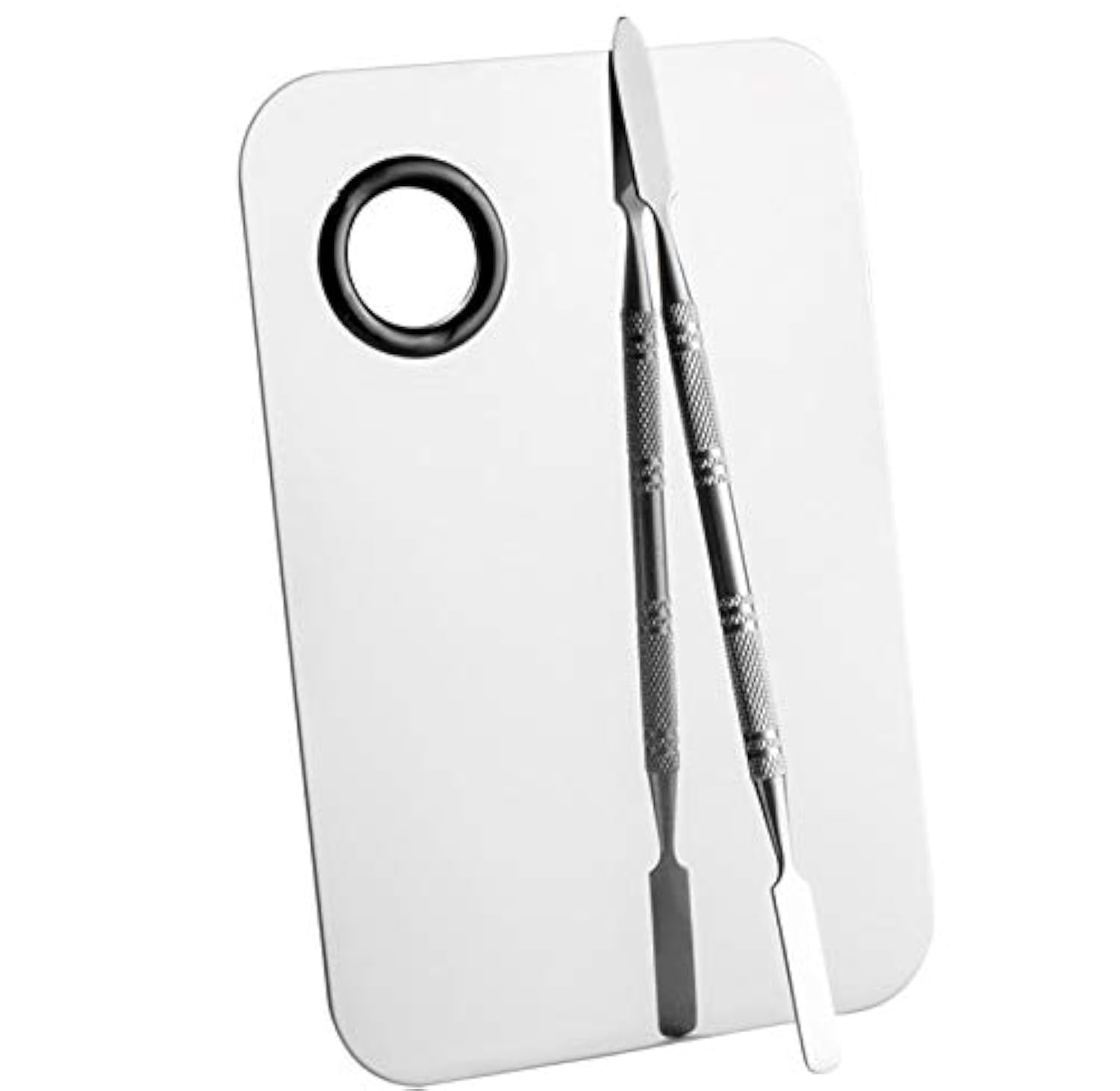 Sinen Professional Stainless Steel Makeup Palette Cosmetic Palette with Spatula Tool For Nail Art Eye Shadow Eyelash Makeup Professional Pigment Blending(6 x 4 Inch Sliver)