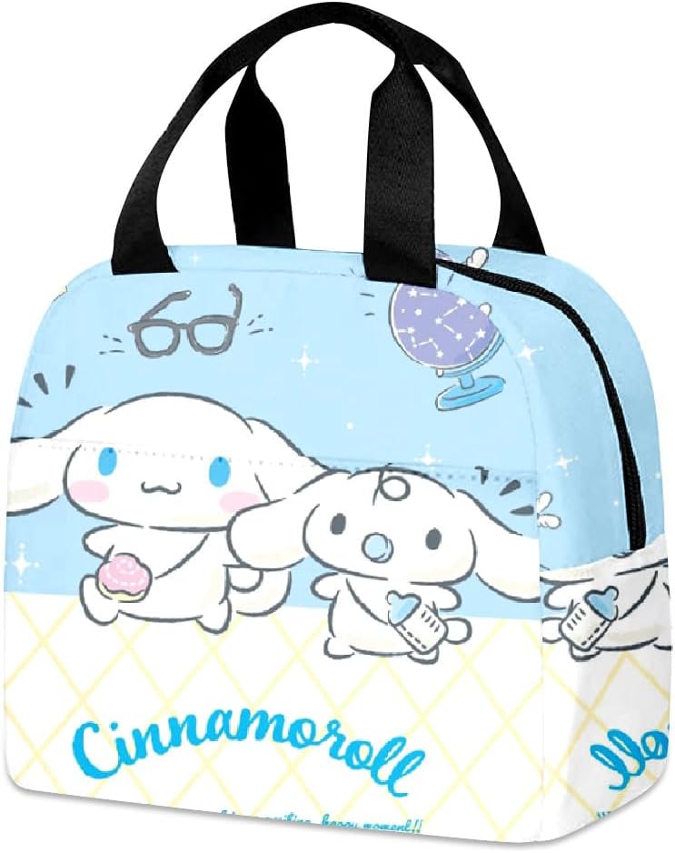 LKNBIF Cinnamorroll Thermal Lunch Bag - Anime Tote Cooler Box for Kids, Portable Lunch Box for Picnic, Camping, School, Travel
