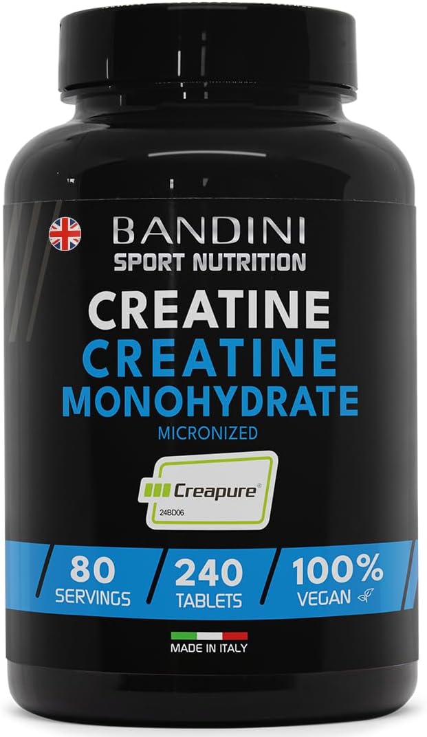 Bandini® Creatine CREAPURE® Monohydrate 240 Tablets - Supplement for Training, Sports, Gym and Pre Workout - 100% Vegan - Based on Creatin Monohydrate for ATP and Recovery