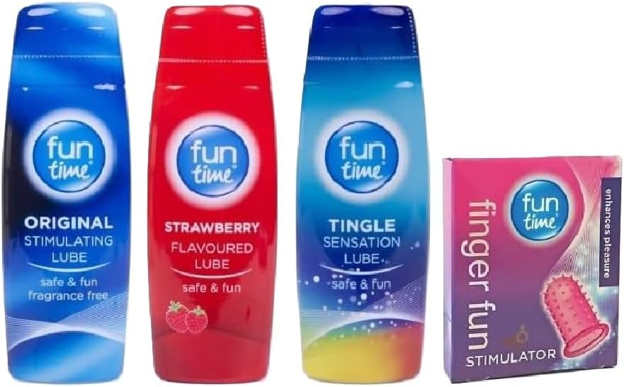 Fun Time Tingle Sensation, Original Stimulating, Strawberry Flavour Lube Lubricant (Pack of 3 x 75ml) and Finger Fun Stimulator - Bundled by Smart Cutie