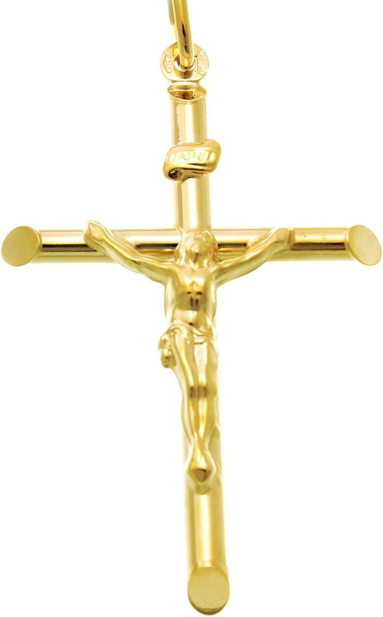 Alexander Castle Large Solid 9ct Gold Crucifix Necklace Pendant for Women & Men - Cross Charm with Jewellery Gift Box - PENDANT ONLY - 42mm x 28mm