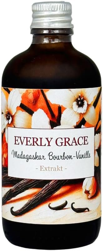Everly Grace Bourbon Vanilla Extract from Madagascar, Alcohol-Free, Organic Certified, Natural, No Artificial Additives, Smooth & Creamy Vanilla Flavour, Bourbon Vanillaextract