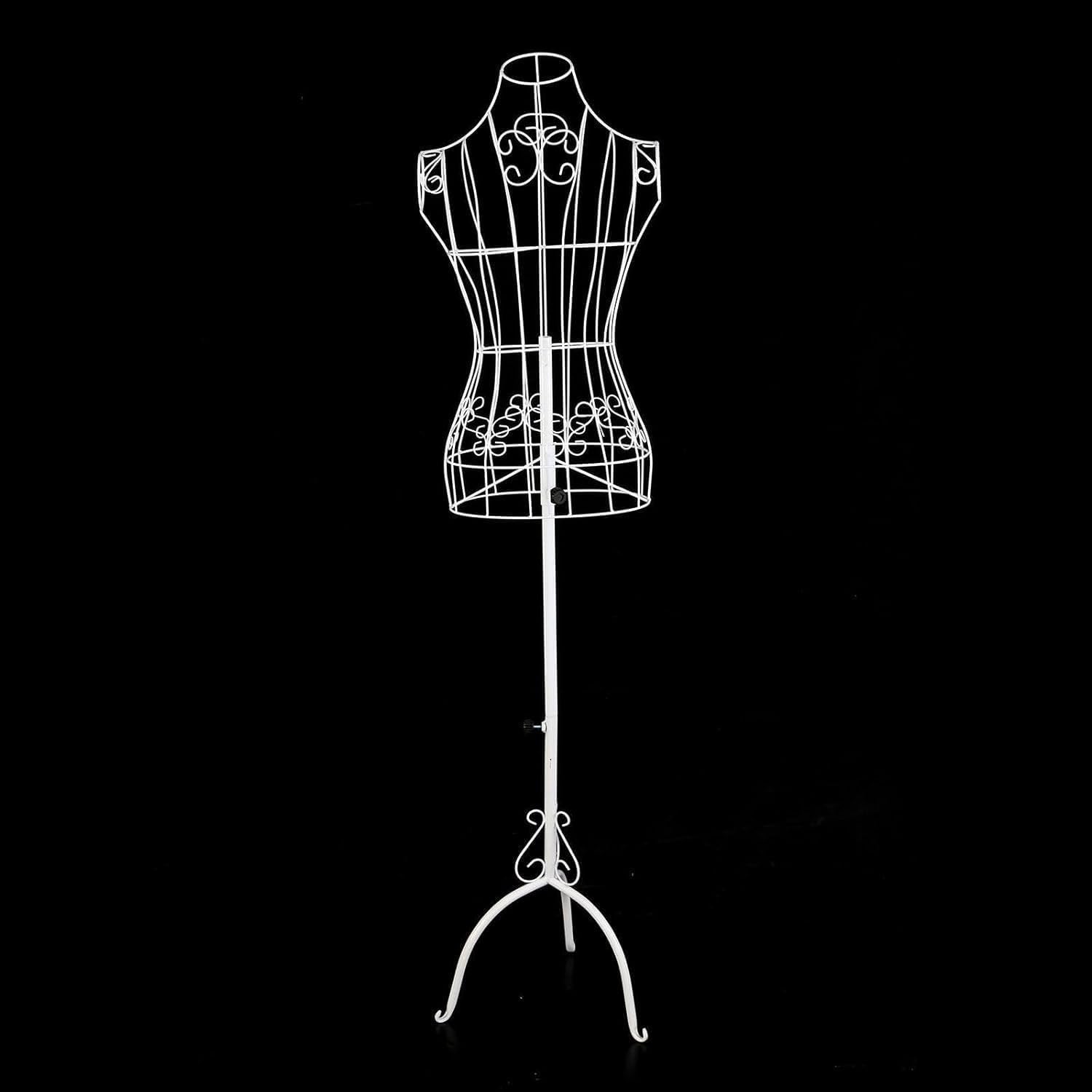 Dressmaking Mannequin Female Mannequin Stand Adjust Height Tripod Dress Stand Mannequin Torso Body with Metal Wire Busts Stand for Clothing Display (Black1, 170) (White)