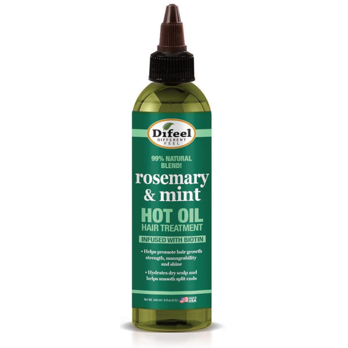 Difeel Hot Oil Hair Treatment with Natural Rosemary, Mint & Biotin 8 oz - Nourishing Treatment and Growth for Dry and Damaged Hair