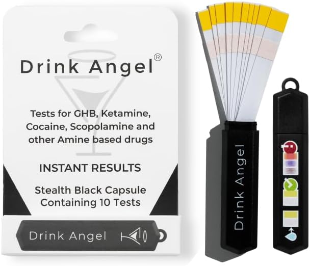 Drink Spike Test Kits - 10 Pack Discreet On-The-Go Testing Kits | Clinically Tested Tests | Anti Spike Tests | Drink Spiking Prevention (Stealth Black)