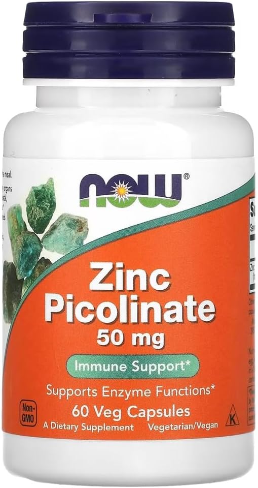 Now Foods – Zinc Picolinate 50mg | Supports Immune and Skin Health – 60 Veg Capsules