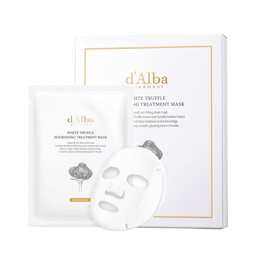 d'alba Piedmont Italian White Truffle Nourishing Mask, Vegan Skincare, Nourishing Sheet Mask for Dry and Tired Skin, Deep Hydration Mask, Korean Skin Care