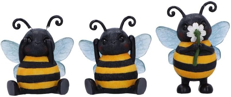 Nemesis Now Three Wise See No Evil Hear No Evil Speak No Evil Figurines, Adorable Hand-Painted Resin Collectibles and Gift - Bees