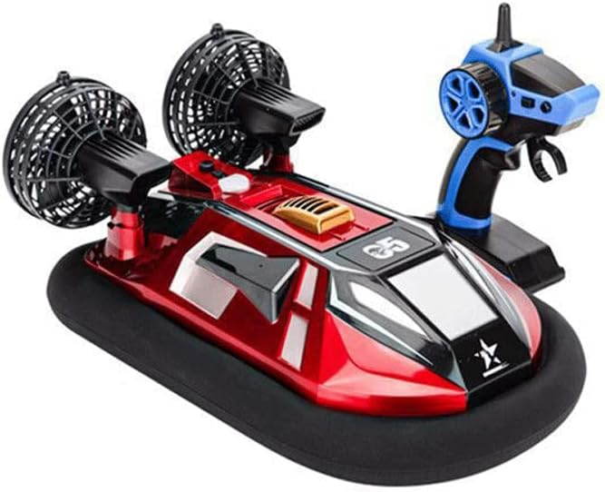 WOLWES 2.4G RC Vehicle ,RC Ship Remote Control Boat Amphibious Hovercraft All Terrain Water Beach Pool Radio Controlled Boat Waterproof Electric Toys Car Kids Birthday Gifts