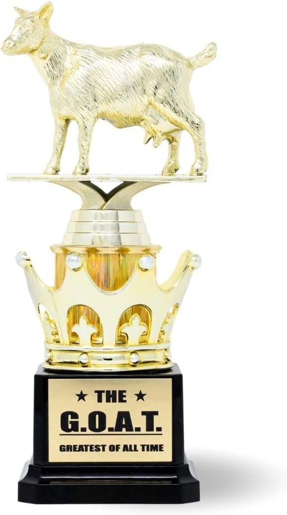 Goat Trophy - G.O.A.T. - Greatest of All Time Funny Trophy Award with Option for Custom Plate - Appreciation Gift for Boss, Coworker, Friend - League Champion Award Winner
