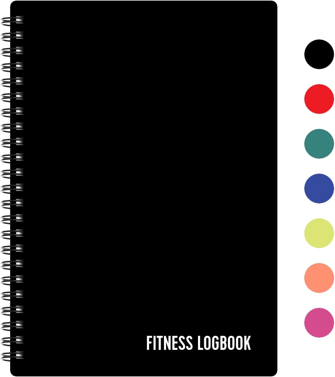 Fitness Logbook (Black) - A5 Undated Workout Journal For Men & Women - Plastic Cover & Thick Paper - Planner Log Book To Track Weight Loss, Muscle Gain, Gym Exercise, Bodybuilding Progress