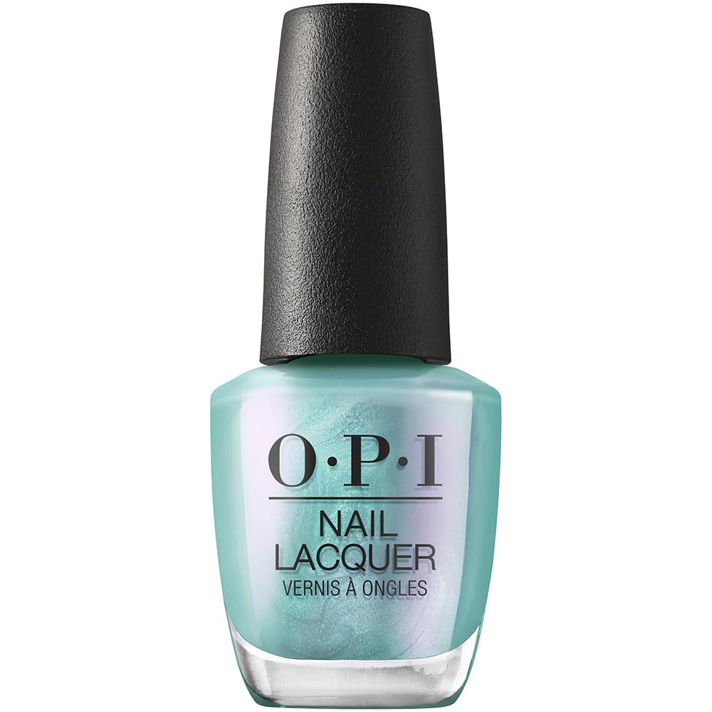OPI Nail Lacquer Nail Polish | Opaque Light Blue Green Shimmer Chip Resistant Nail Polish | Vegan, Fast Drying, Streak Free