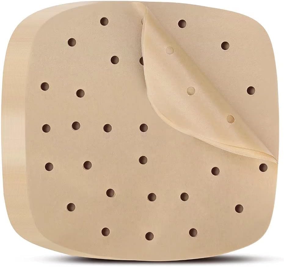 Air Fryer Parchment disposable Paper Liners: 200PCS 8.5 inch Square Perforated parchment paper, Premium Bamboo Steamer Liner for Air Fryers Baking Cooking Oven
