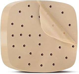 Air Fryer Parchment disposable Paper Liners: 200PCS 8.5 inch Square Perforated parchment paper, Premium Bamboo Steamer Liner for Air Fryers Baking Cooking Oven
