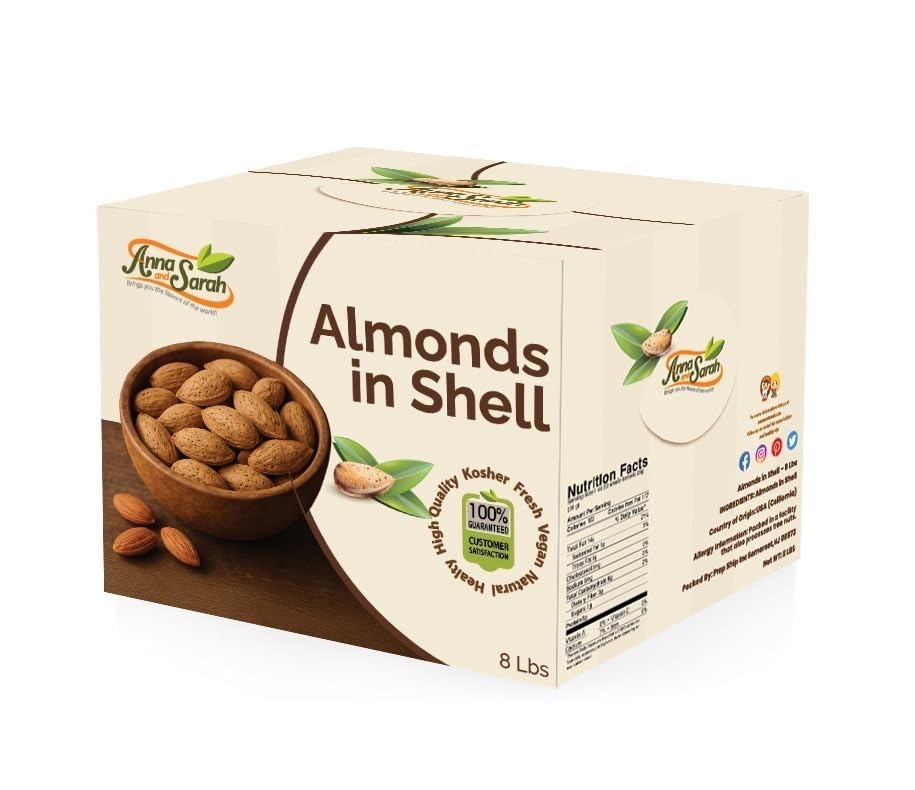 Anna and Sarah Almonds in Shell, Jumbo California, Box, 8 Lbs
