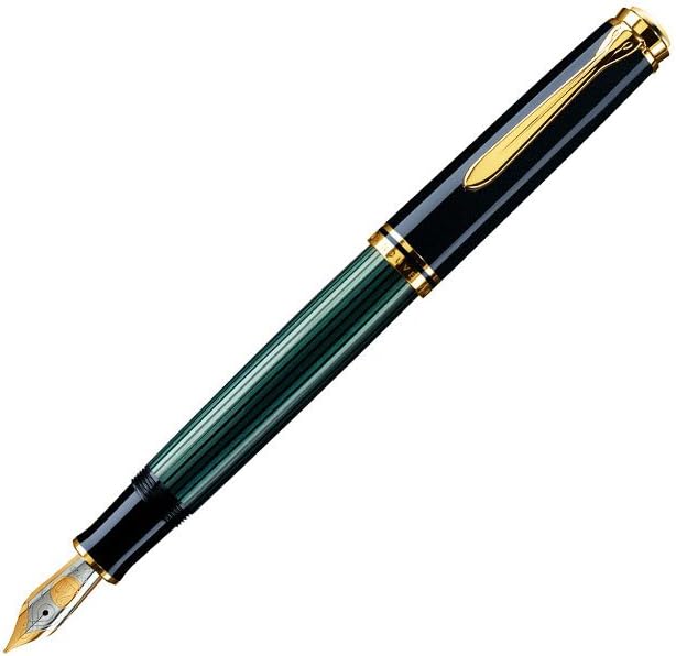 Pelikan M400 Fountain Pen Black/Green Medium (994863), 1 Count (Pack of 1)
