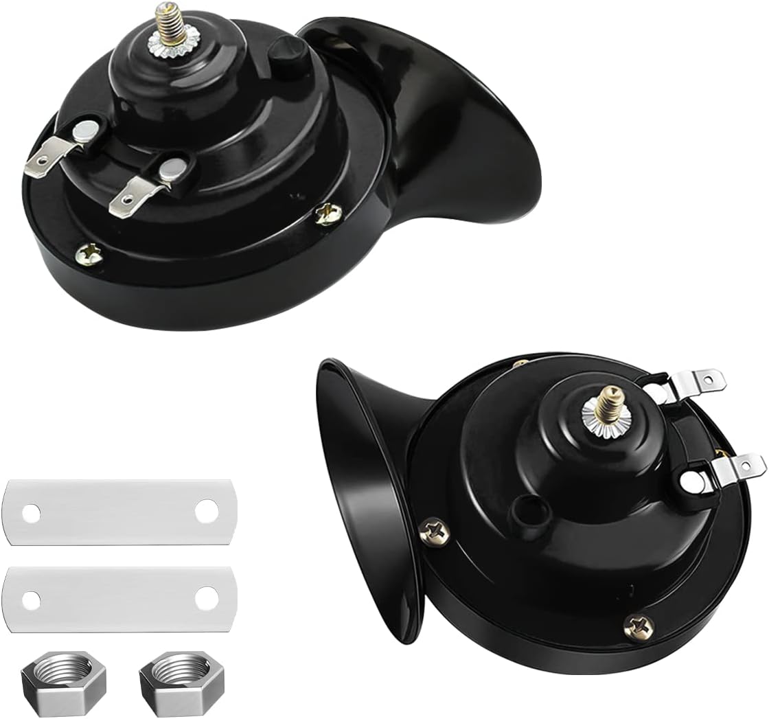 Super Loud Train Horns, Car Waterproof Durable Air Electric Snail Horn, 12V Raging Sound Air Horns Replacement Kit, Automotive Accessories Universal for Car, Motorcycle, Truck, Bike, Boat (Black)