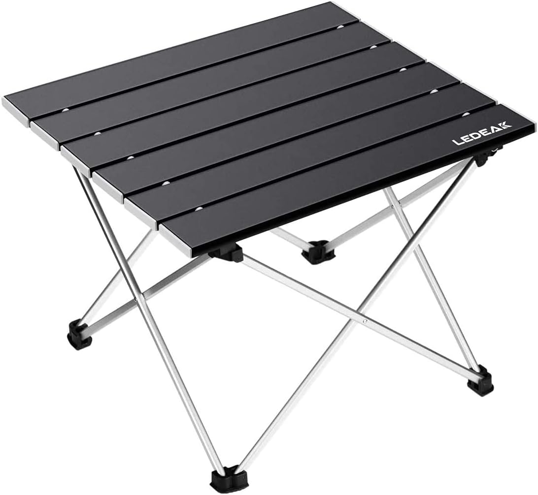 Ledeak Portable Camping Table, Lightweight Folding Table with Aluminum Table Top and Carry Bag, Easy to Carry, Perfect for Outdoor, Picnic, Cooking, Beach, Hiking, Fishing