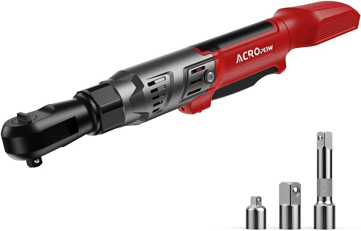 3/8" Cordless Ratchet Wrench for Milwaukee 18V Battery, Brushless Motor | 74Ft-Lbs Electric Ratchet with Variable Speed, 1/2" & 1/4" Adapters, 3" Extension Bar (Tool Only)