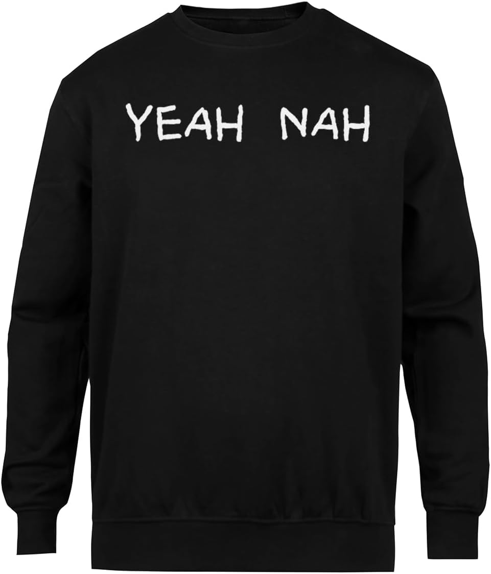 Suzetee Yeah Nah. Aussie Saying. Funny Aussie Talk. Black Unisex Crew Neck Sweater