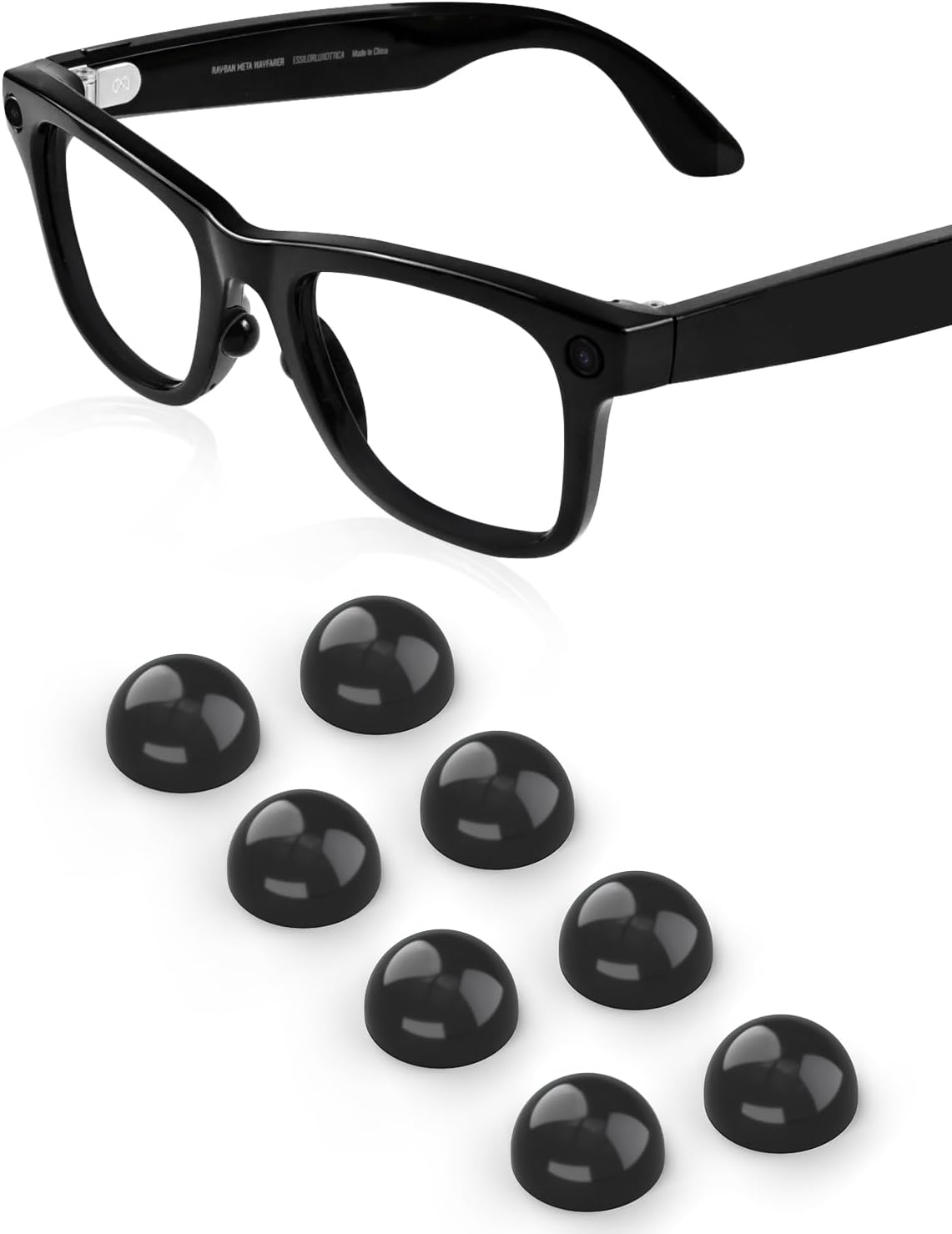 Compatible with Ray-Ban Meta Wayfarer Eyeglass Round Black Nose Pad, 8 Pairs Soft Silicone Nose Pads, Anti Slip Replacement Nose Pads for Eye Glasses Sunglasses