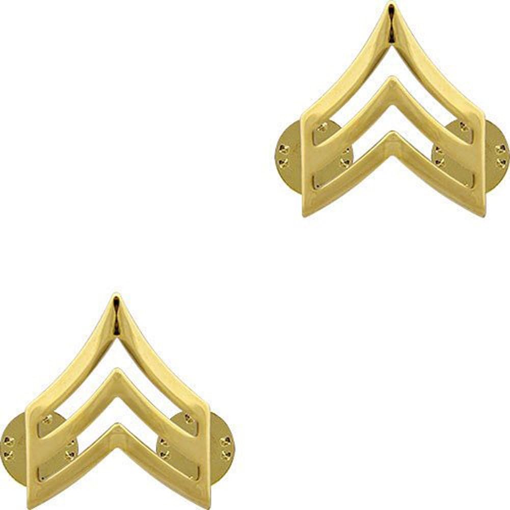 Make Your Uniform Look Sharp! SGT Army Collar Pins 22K Gold Plated Pair